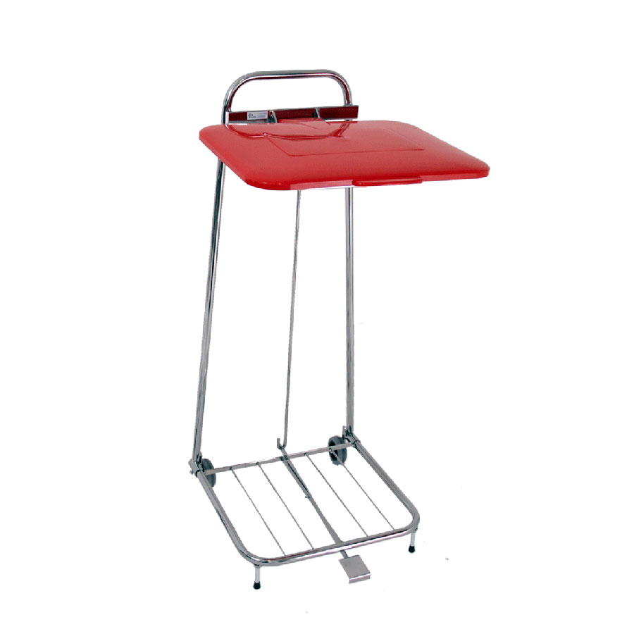 Affaldsstativ m. pedal & låg. Rød 125 L.
