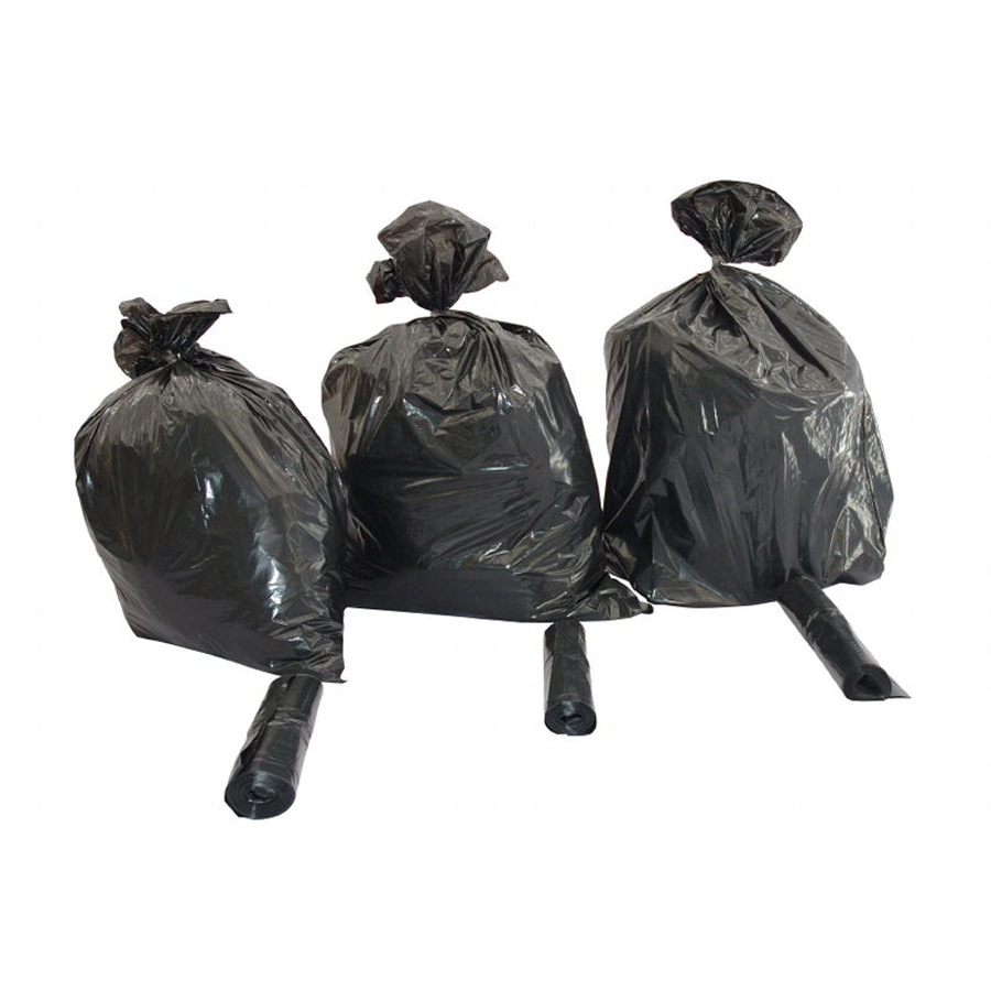 Sort plastiksæk 60 L. i karton med 10 ruller